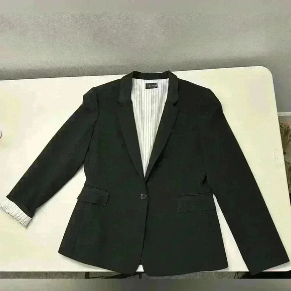 1.State Rich Black Blazer Striped Lining Size Tag Missing, Likely a Size 12 - Picture 3 of 9
